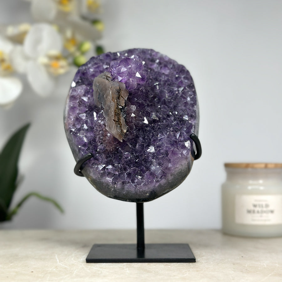 Amethyst Cluster, Natual Crystal, Mineral Specimen, Calcite Crystal, Black Hematite, Display Minerals, Uruguay Minerals, Home Decor, Reiki, Crystals for Meditation 