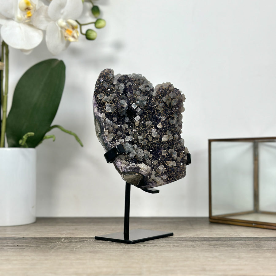 Amethyst Geode with Calcite Formation on Stand – Unique Natural Display Piece - MWS2896