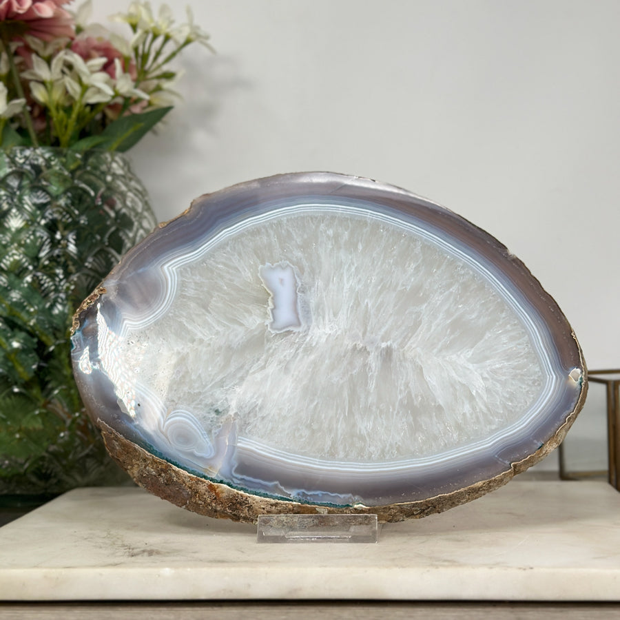 Large Quartz &amp; Agate Stone Tray for Home Decor - SLC0017