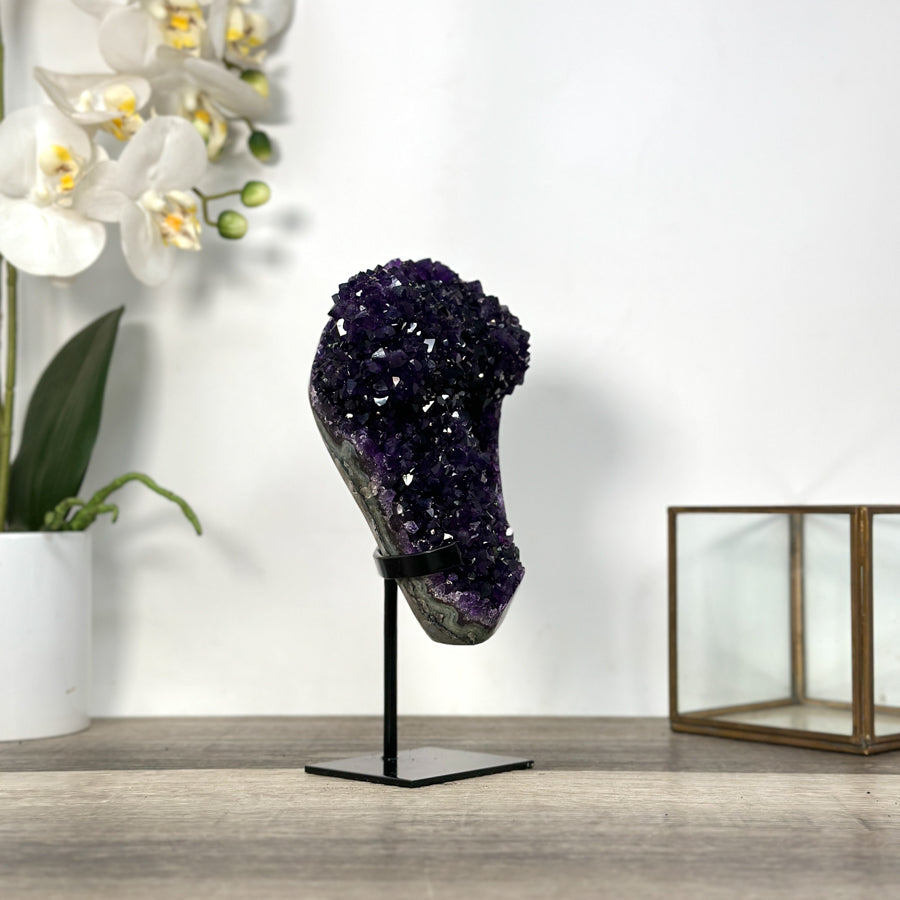 Deep Purple Amethyst Stalactite Formation on Metal Stand - MWS2729