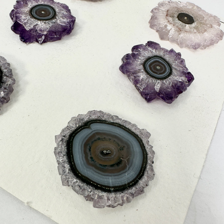 Natural Amerhyst Stalactite Slices Wholesale Flat - Ideal for Pendants - STS0036