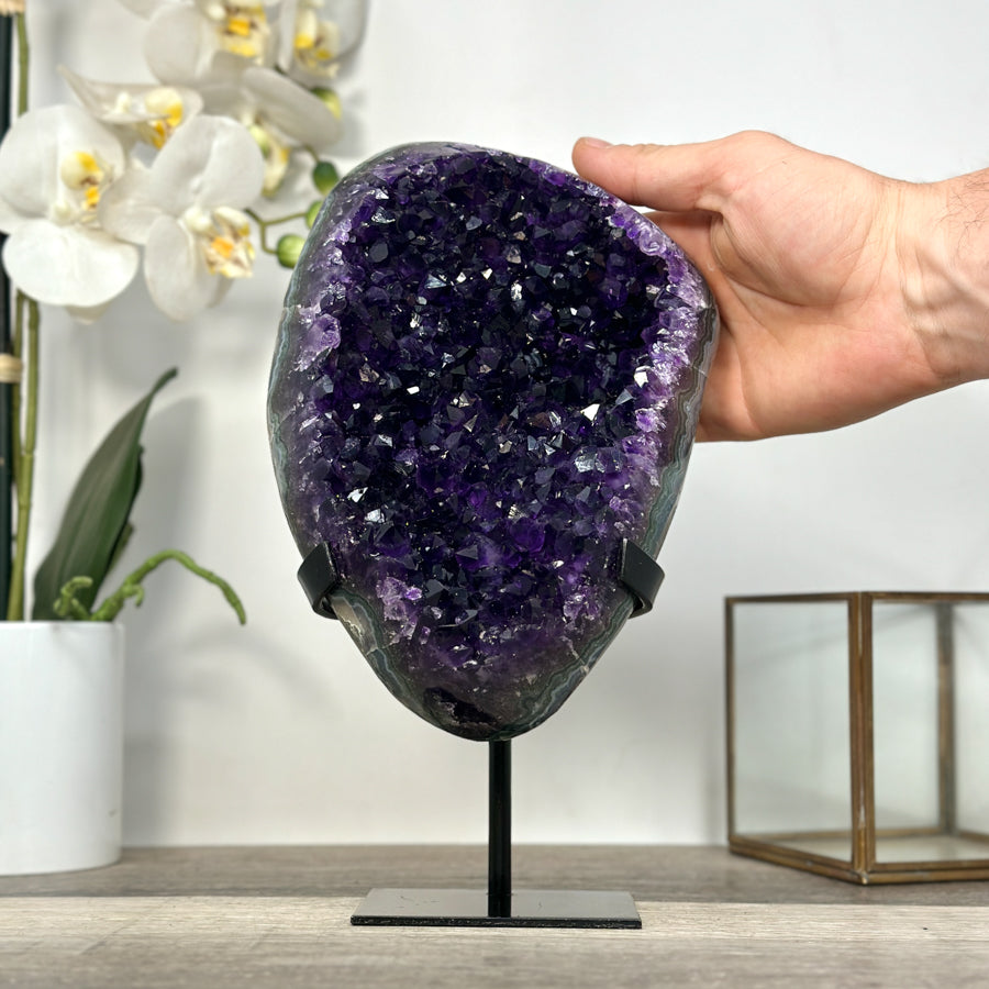 Amethyst Crystal Cluster on Stand - Deep Purple Mineral Specimen for Home Decor - MWS2617