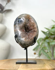 Natural Peach Tone Sugar Quartz Crystal Geode with Calcite Inclusion - MWS3254