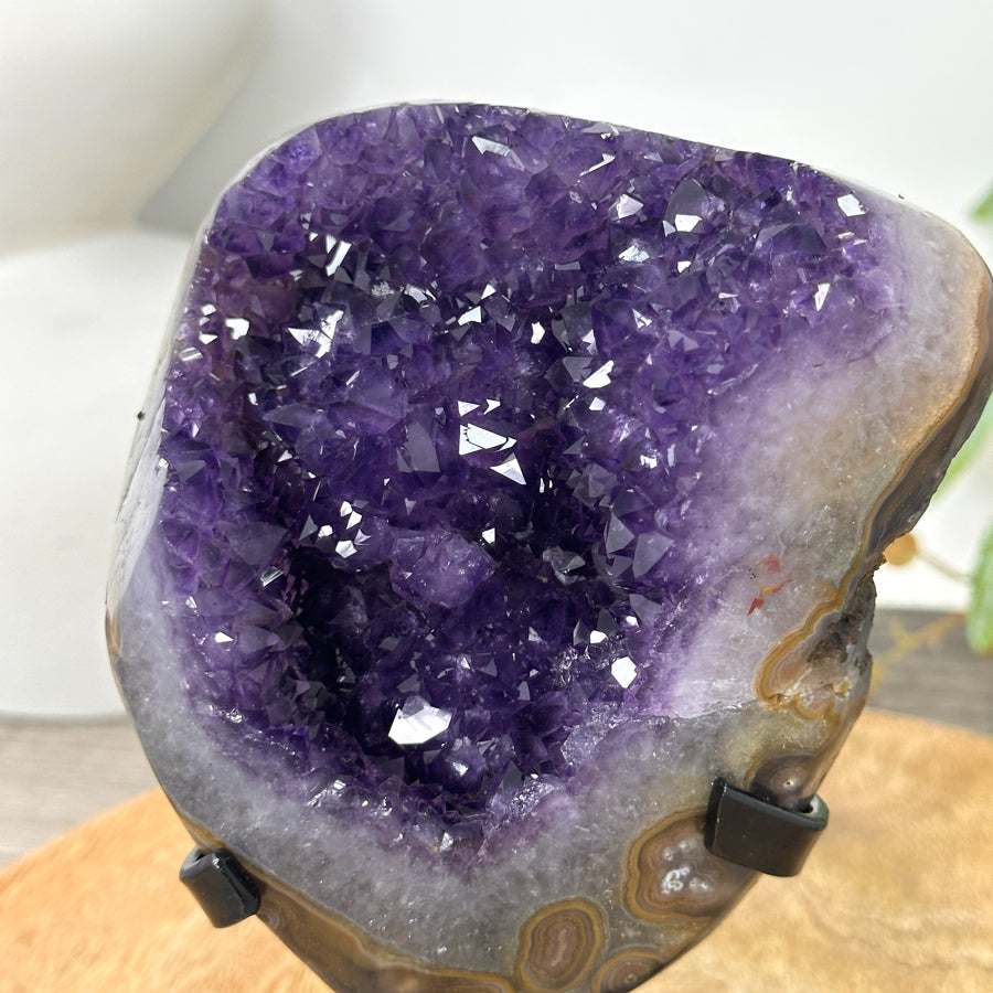 Natural Top Grade Amethyst Cluster on Metal Stand for Home Decor - MWS3252