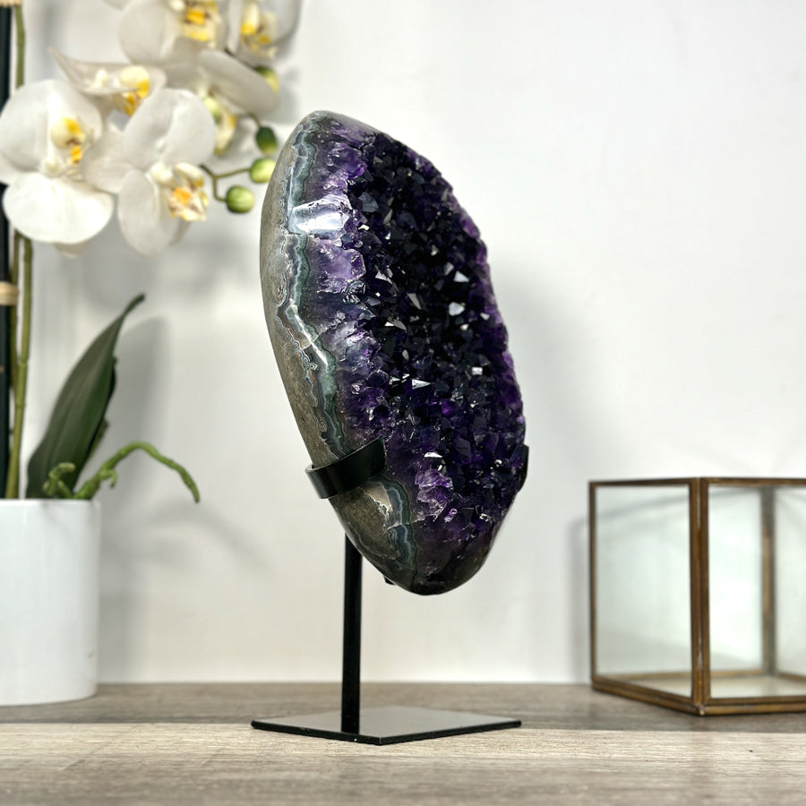 Amethyst Crystal Cluster on Stand - Deep Purple Mineral Specimen for Home Decor - MWS2617