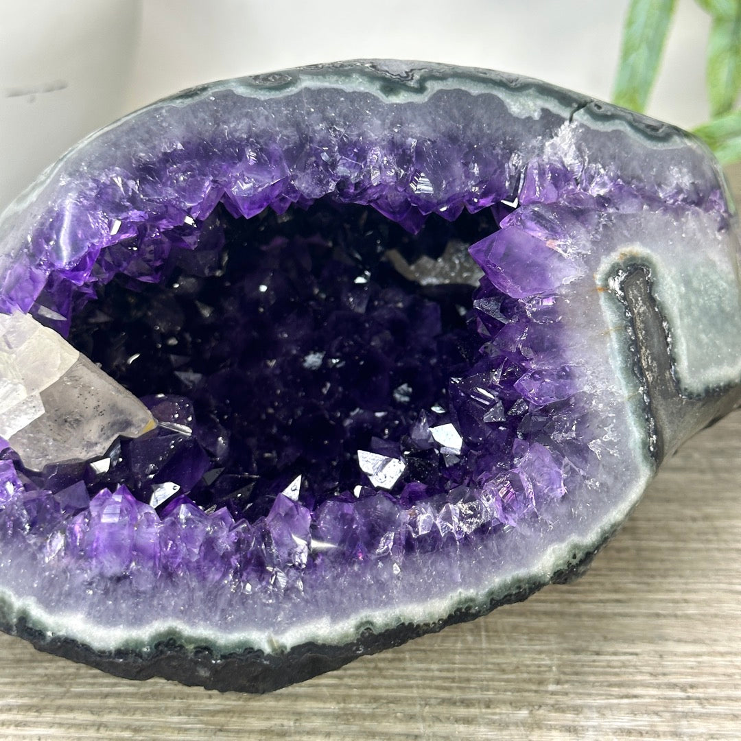 Natural Deep Purple Geode with Green Jasper Shell - STGE0047