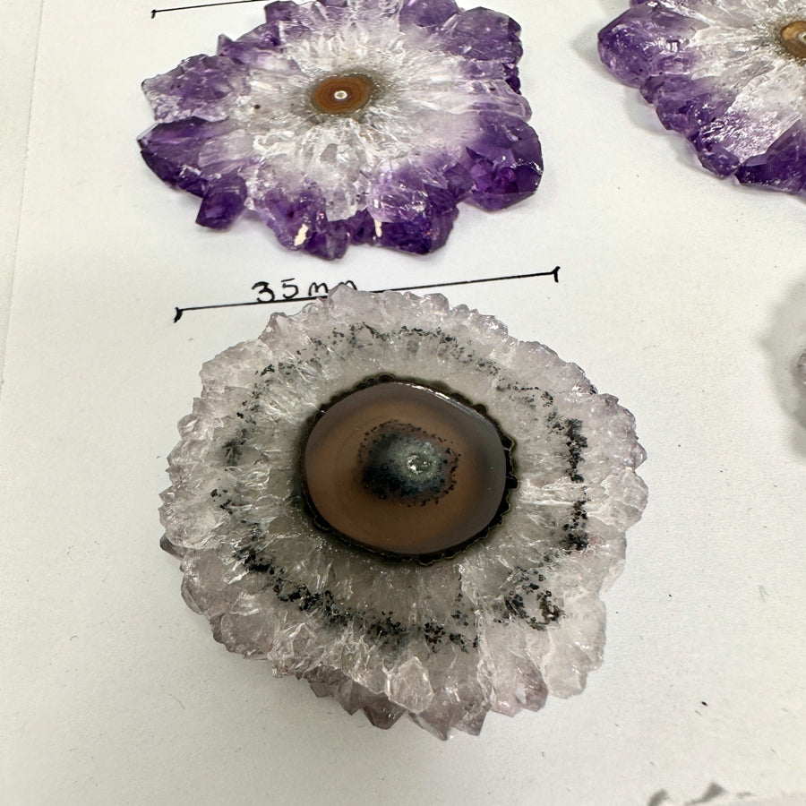 Wholesale Natural Amethyst Stalactite Slices for Jewelry Making - Bulk Flat Set - STS0066
