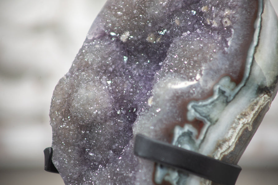 Stunning Natural rainbow Amethyst & Jasper Crystal, Stand included - MWS0129