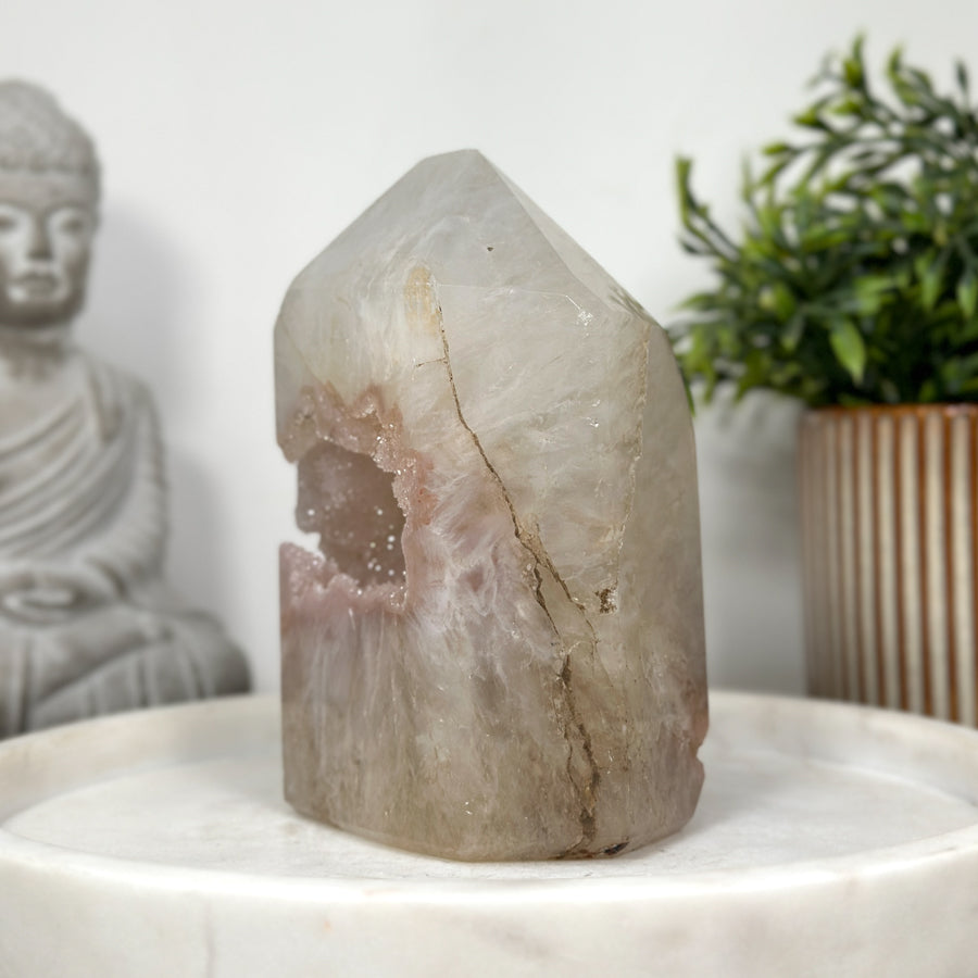 Stunning Sugar Quartz Druzy Stone Obelisk Geode  - STP0138