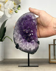 Natural Amethyst Crystal Cluster on Black Metallic Stand - MWS2204