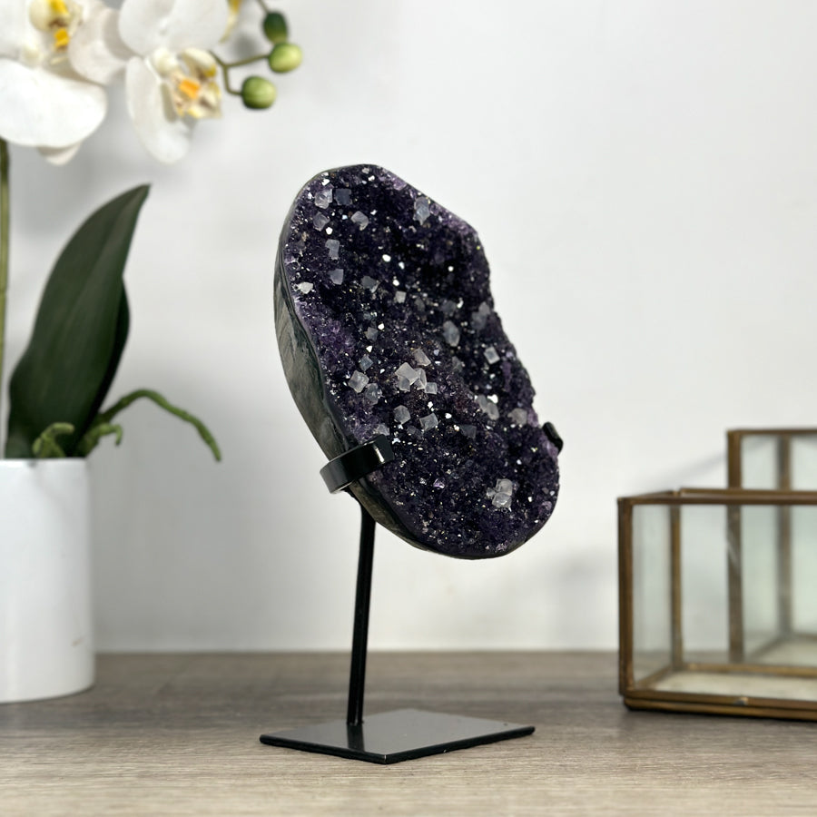 Natural Amethyst Stone with Calcite Crystals Inclusions - MWS2253