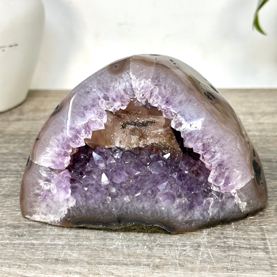 Amethyst Geode with Calcite Inclusion - STGE0104