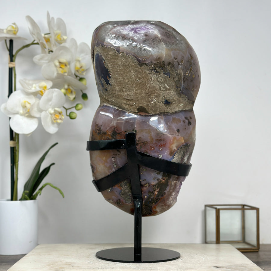 Huge Uruguayan Amethyst Geode, Metallic Stand Included - MWS0449