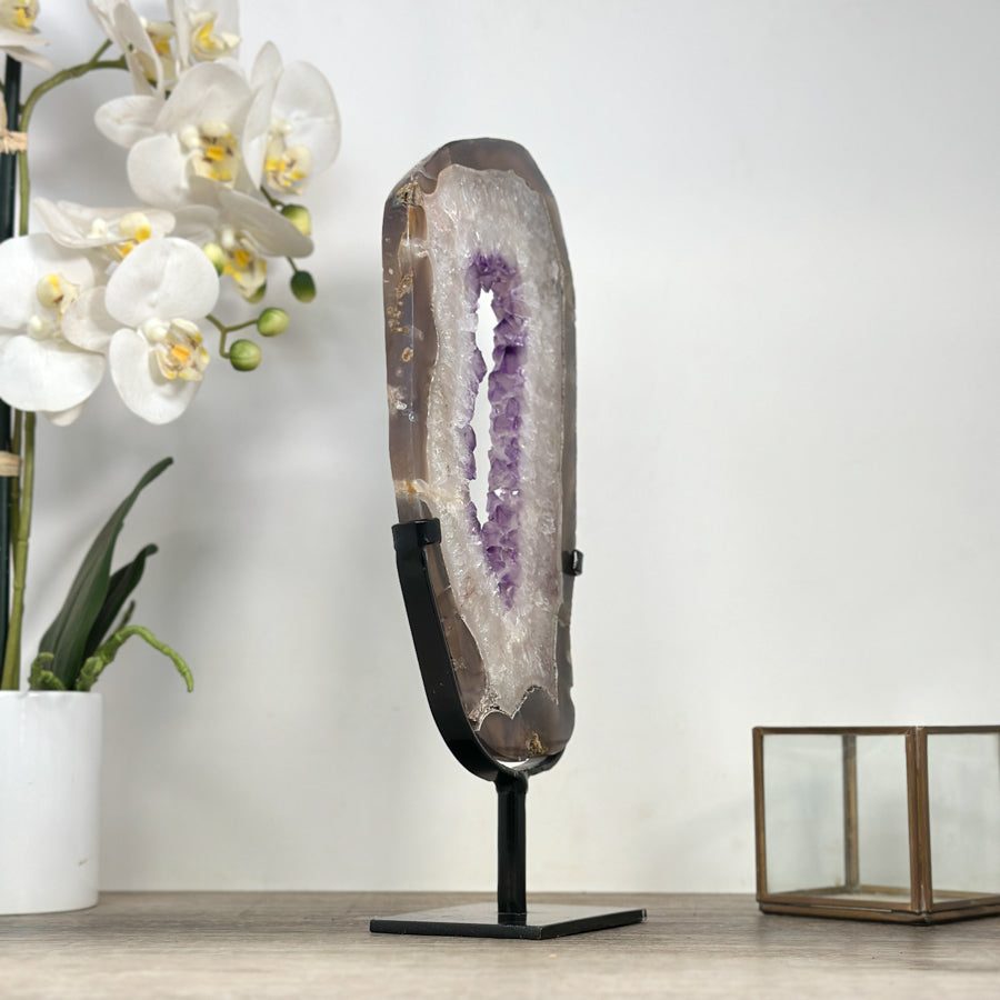 XL Natural Agate &amp; Amethyst Geode Slice Portal - MWS2119