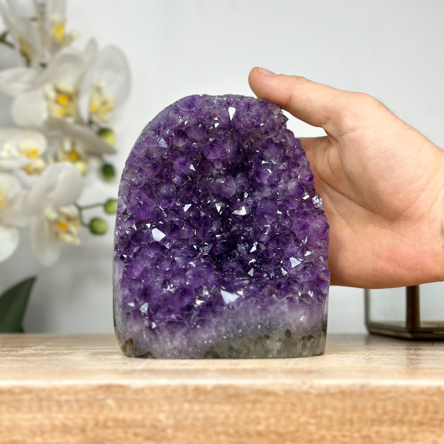 Amethyst Crystal Cluster Geode with Purple Points - CBP1158