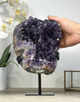 Beautiful Natural Amethyst Crystal Cluster, Metal Stand included - MWS2096
