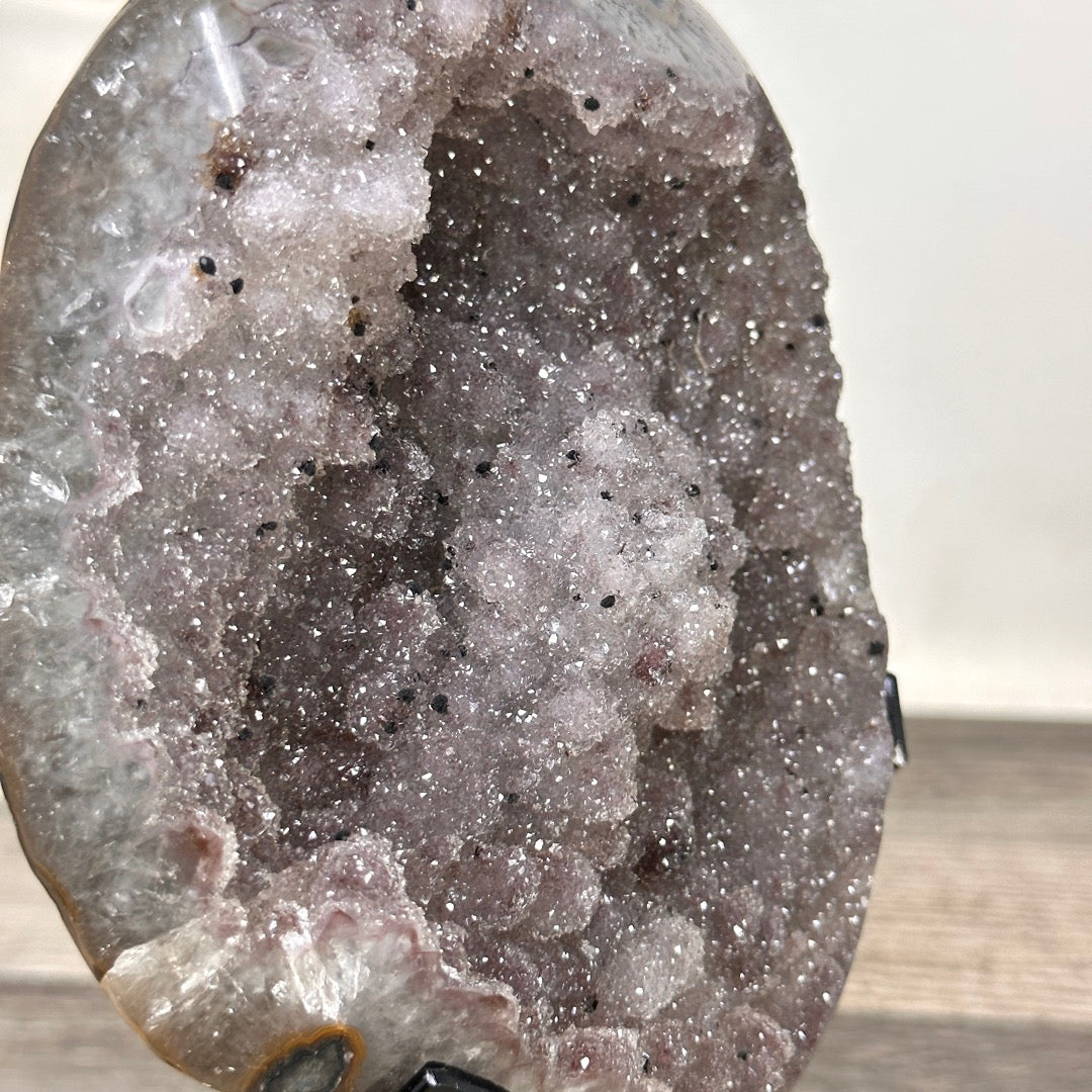 Natural Sugar Amethyst Specimen on Metal Stand - MWS3376