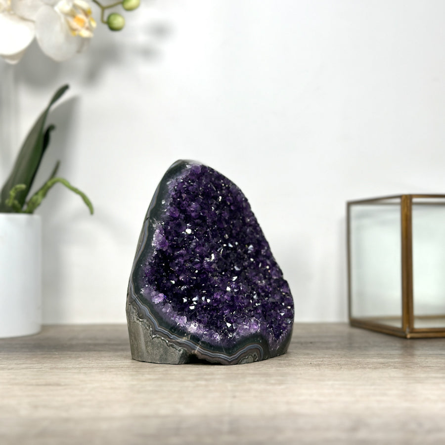 Uruguayan Amethyst Cathedral with Blue Banded Agate Shell - CBP1220