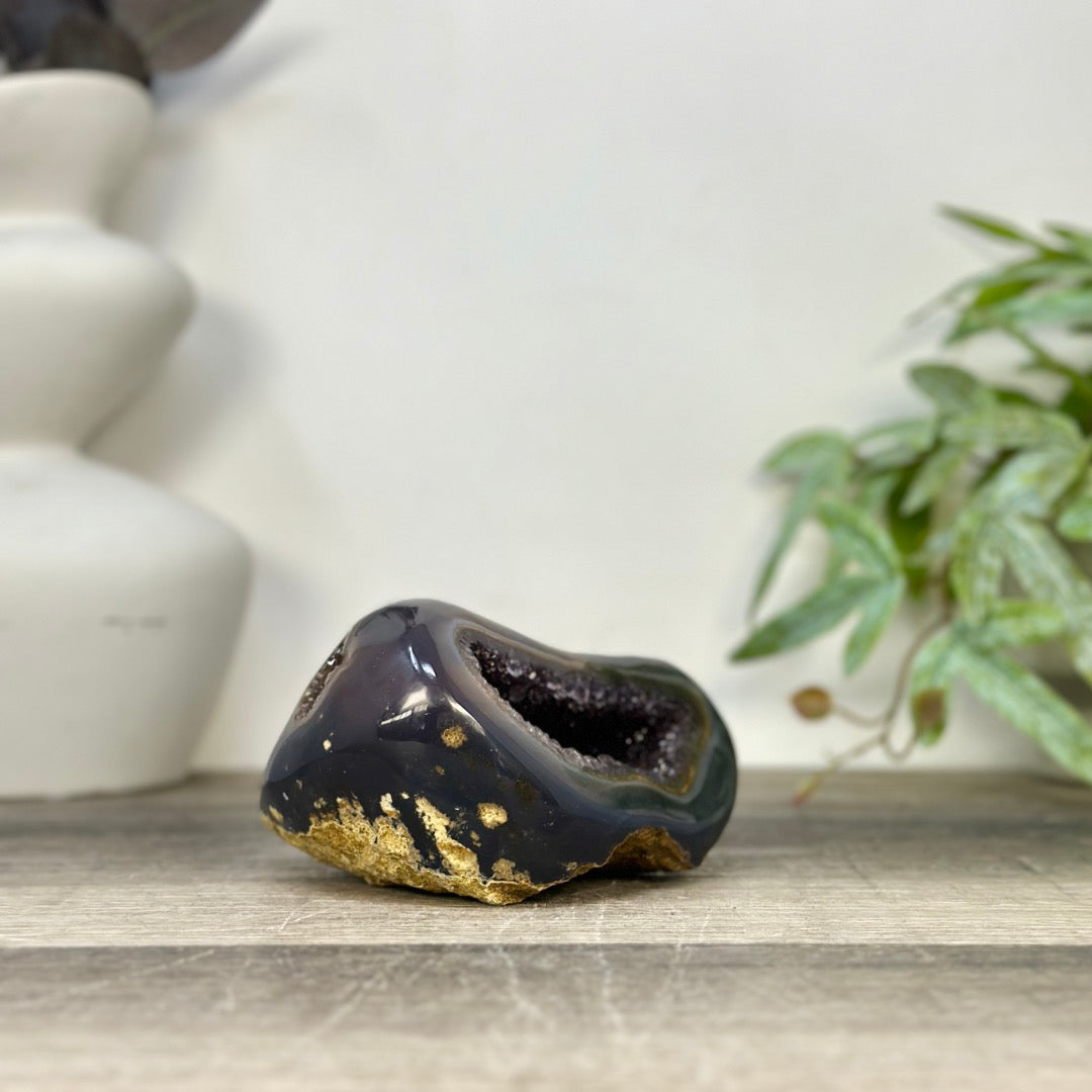Blue Agate &amp; Amethyst Natural Geode - STGE0074