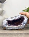 Large Blue Banded Agate & Amethyst Stone Geode - STGE0114
