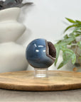 Blue Banded Agate Sphere Geode with Quartz Druzy Interior - SPH0147