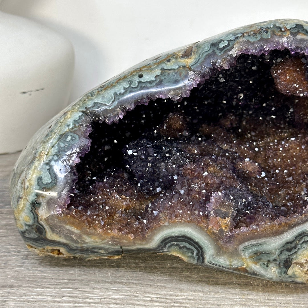 Natural Amethyst Druzy &amp; Jasper Geode - STGE0115