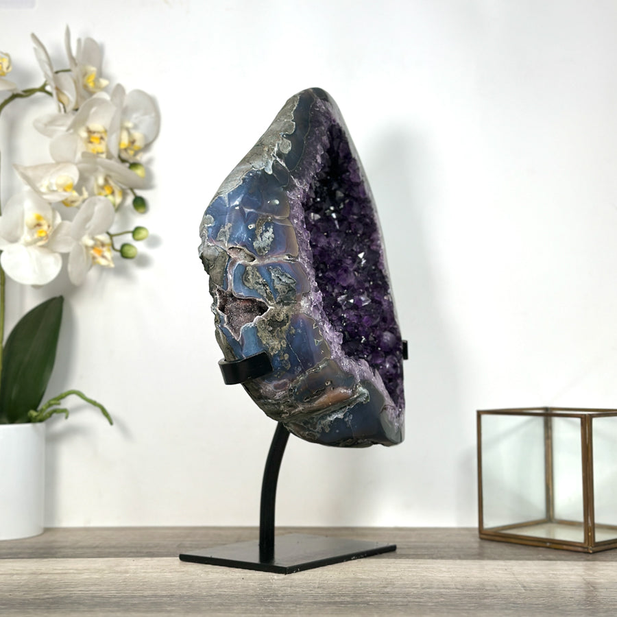 Huge Uruguayan Amethyst Geode on Metal Stand - MWS2755