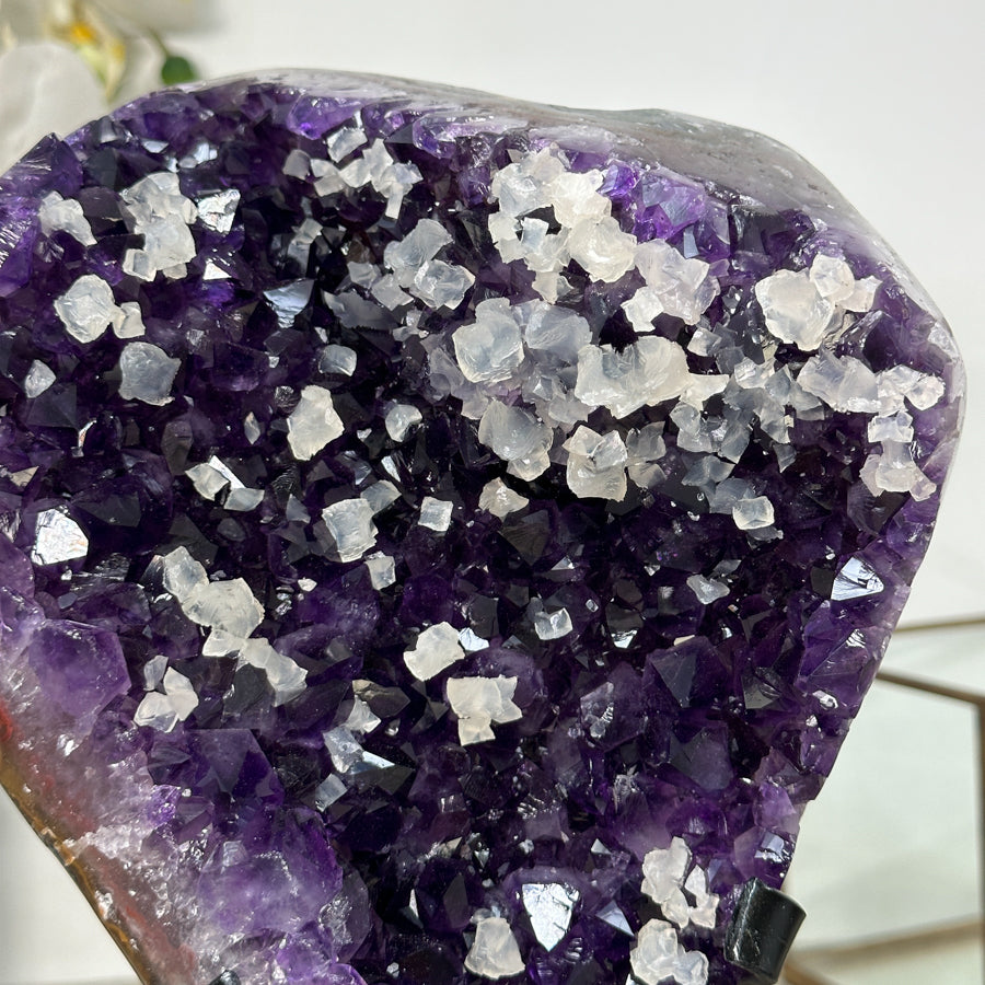 Amethyst Crystal Cluster with Calcites Formations on Stand - MWS2630