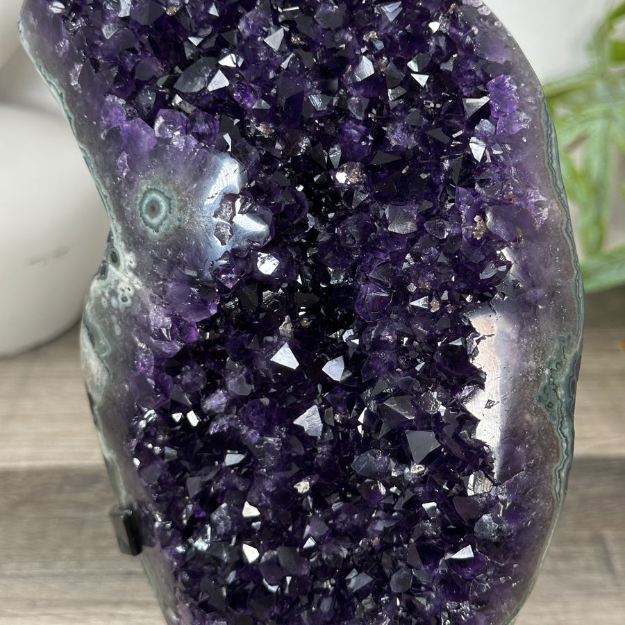 Natural Deep Purple Amethyst Cluster on Metal Stand - MWS3189