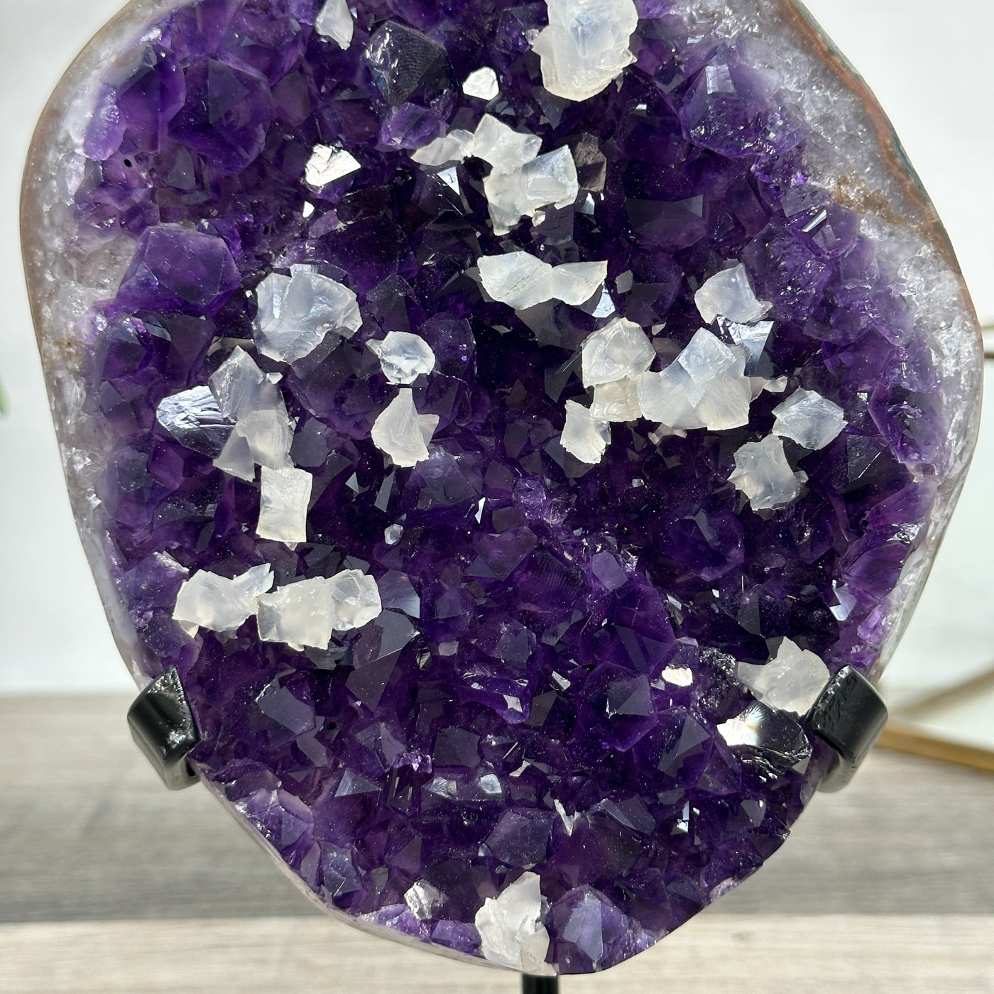 Amethyst Crystal Cluster with White Calcite Inclusions – Home Decor Display Piece - MWS2677