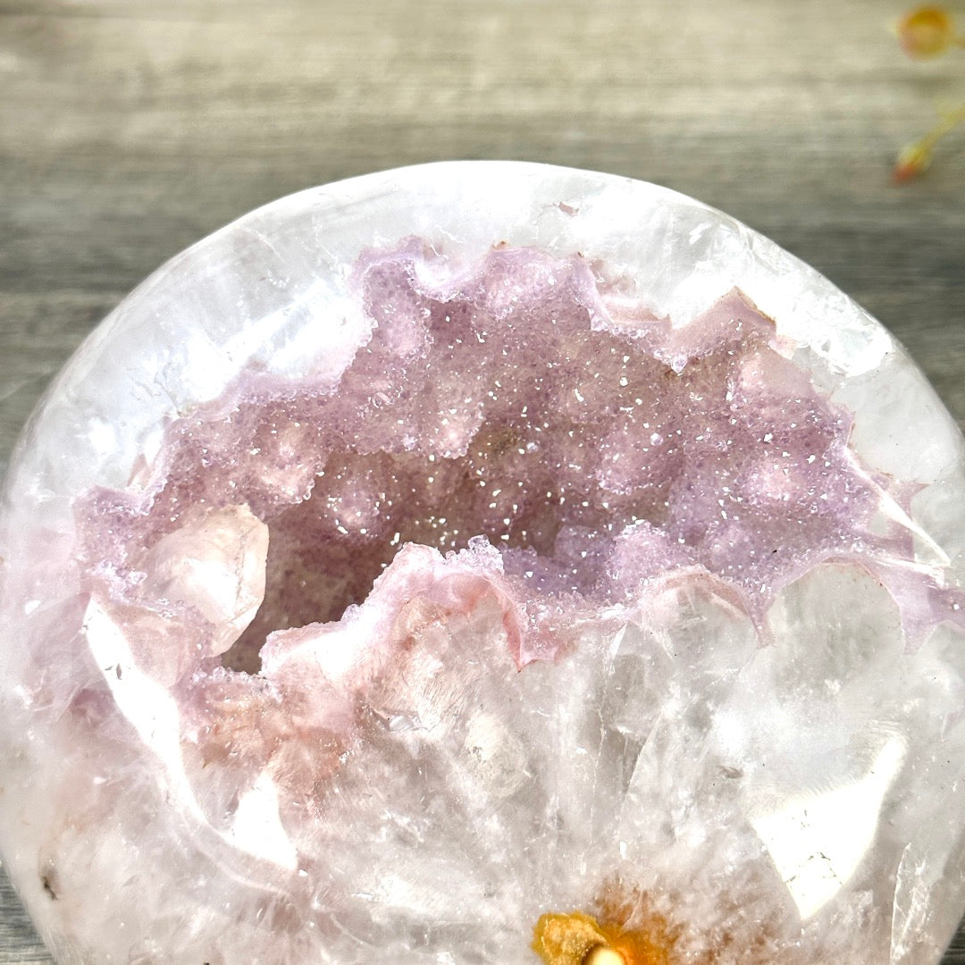 Natural Pink Amethyst Geode with Selfstanding Cut Base - STGE0051