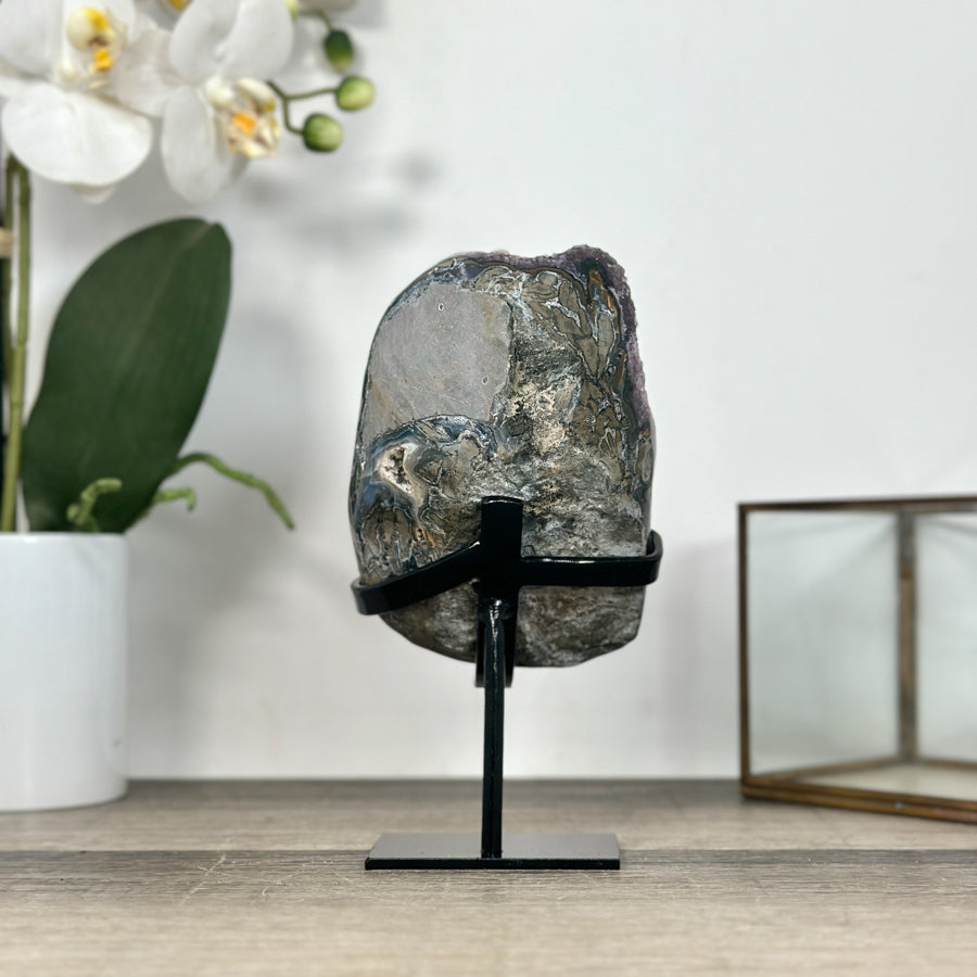 Amethyst Geode with Calcite Formation on Stand – Unique Natural Display Piece - MWS2896