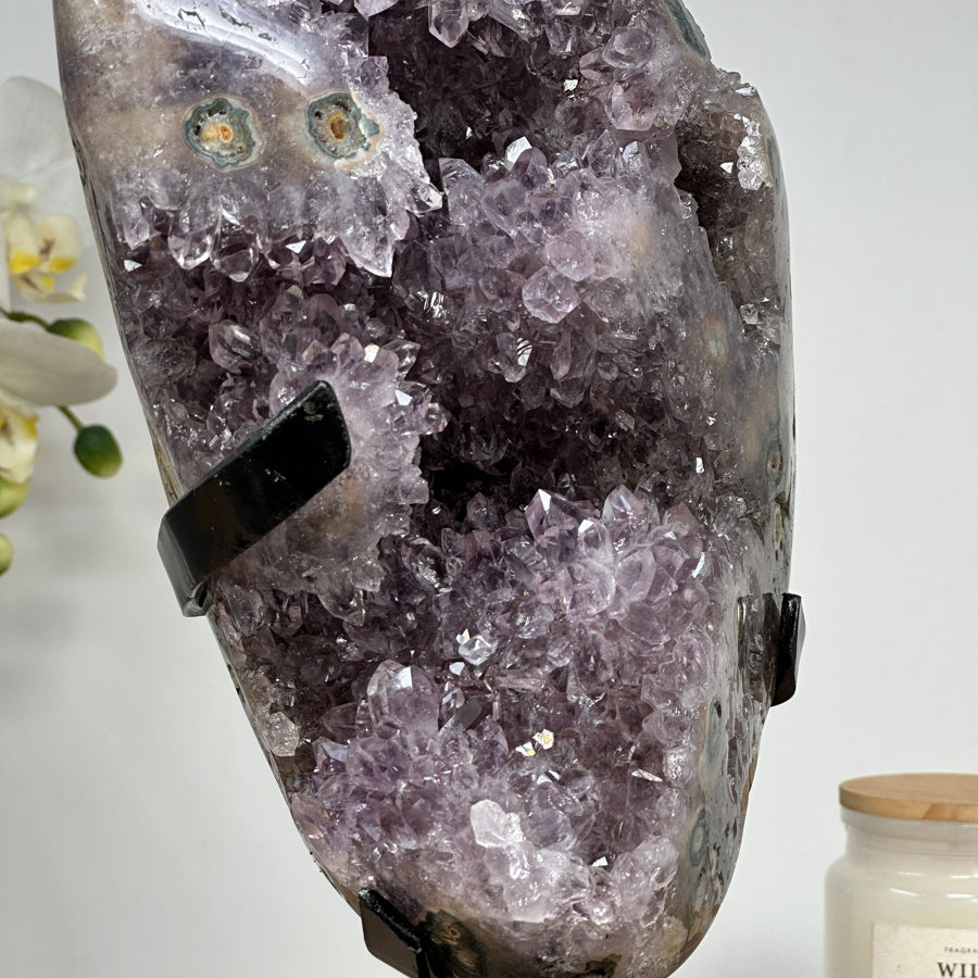 Natural Amethyst &amp; Jasper Crystal Cluster Full of Stalactite Eyes - MWS1387