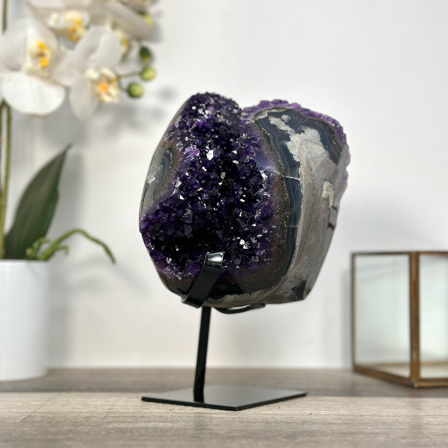 Deep Purple Amethyst and Agate Crystal Cluster Stalactite Formation - MWS2624