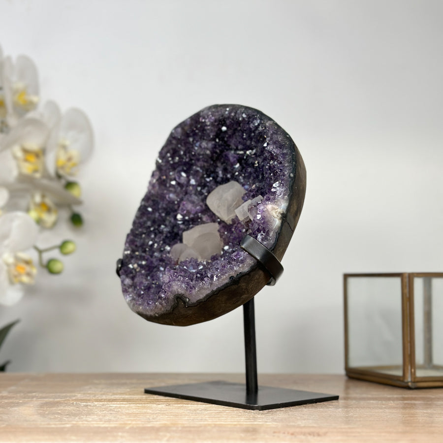 Stunning Natural Amethyst Geode with Calcite Crystal inclusions - MWS1865