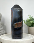 Outstanding Natural Blue Banded Agate & Ametnyst Stone Tower  - STP0172