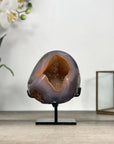Natural Agate Geode in Orange Hues With Metal Stand - MWS2761