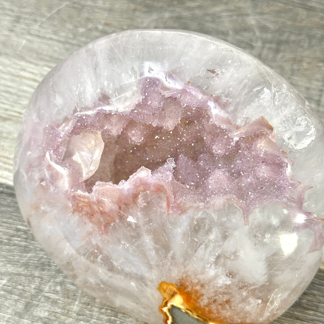 Natural Pink Amethyst Geode with Selfstanding Cut Base - STGE0051