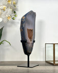 Agate Slice with Druzy Center - Blue Banding for Home Decor Display - MWS2655