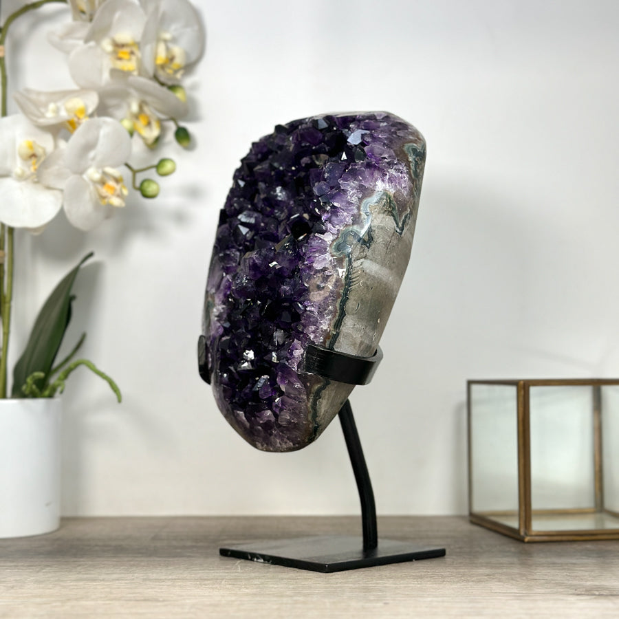 Huge Natural Amethyst Crystal Specimen - Stand Included - MWS2596