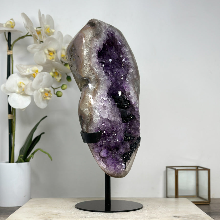 Huge Uruguayan Amethyst Geode, Metallic Stand Included - MWS0449