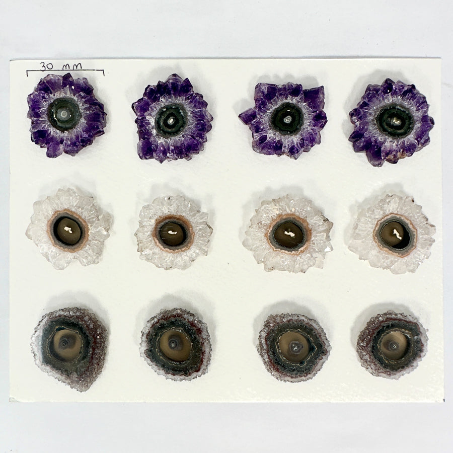 Unique Amethyst, Jasper &amp; Quartz Stalactite Slices Set - Natural Crystal for Handmade Jewelry - STS0004