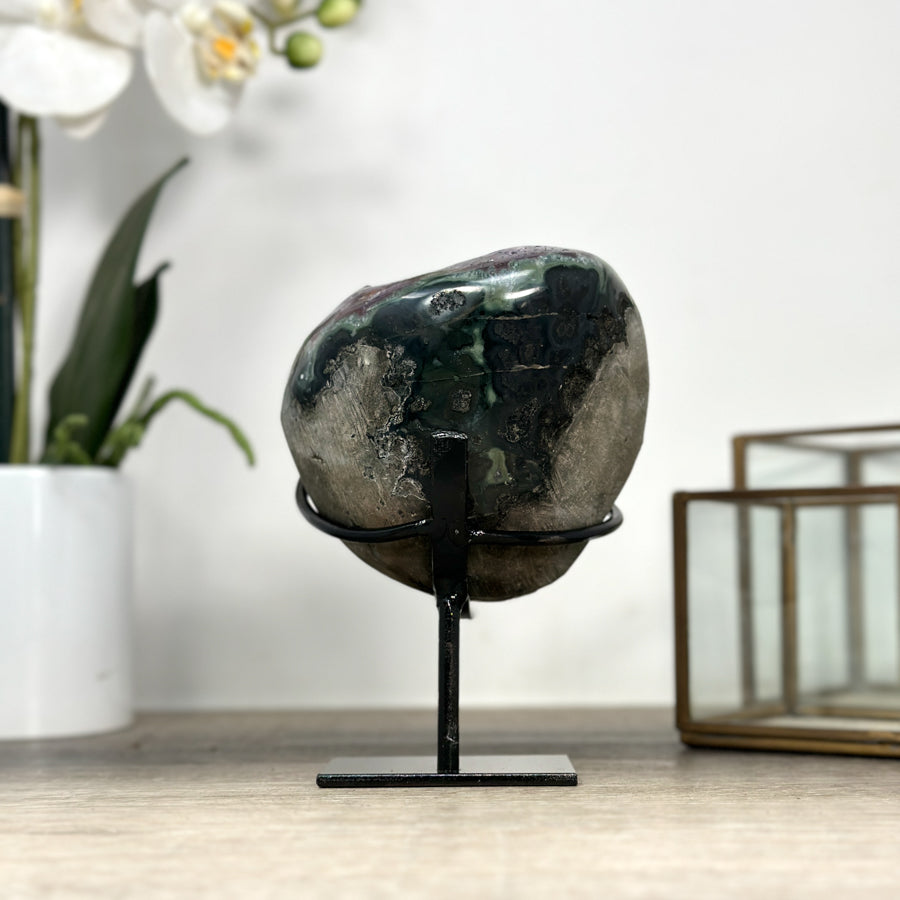 Deep Purple Amethyst Geode with Green Jasper Shell - MWS2174