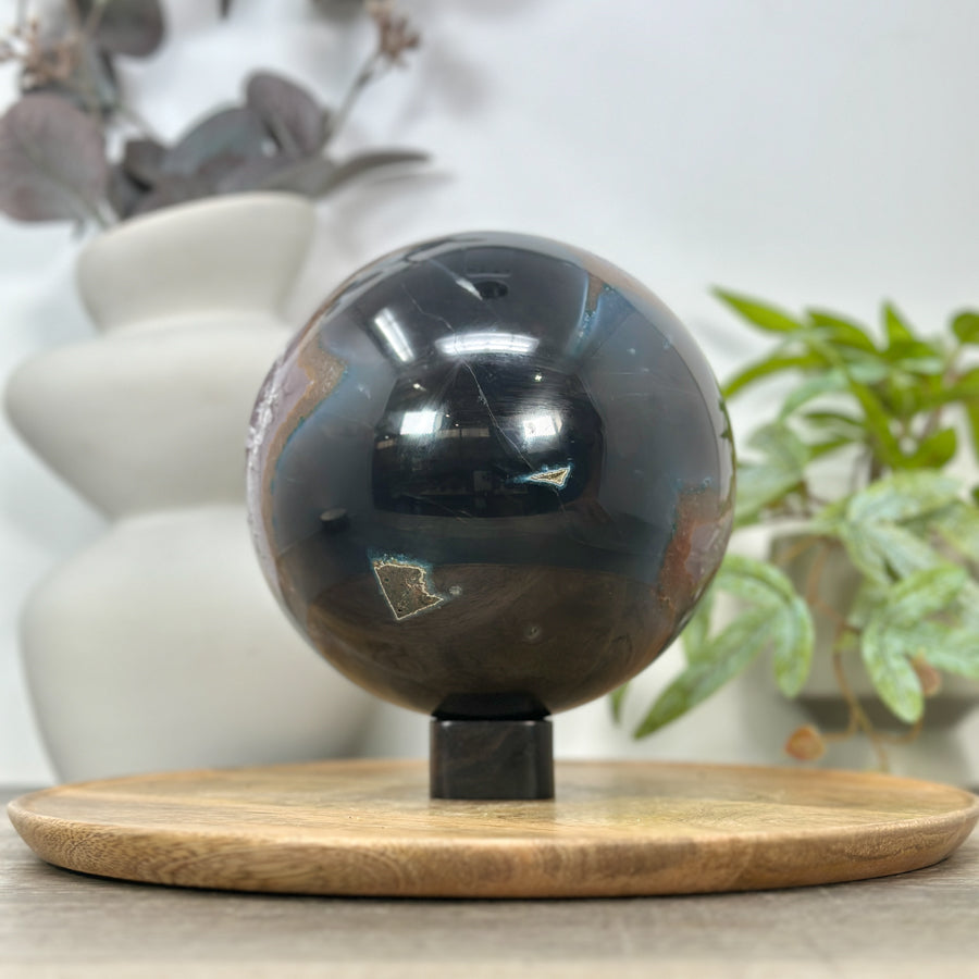 Large NaturalAmethyst &amp; Agate Sphere Geode - SPH0166