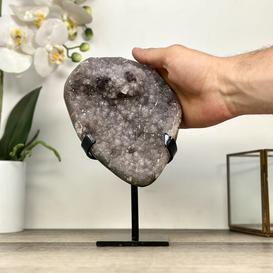 Sugar Quartz Druzy Geode on Stand - MWS2876