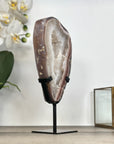 Jasper & Quartz Slice with Druzy Crystals - Stand included - MWS2923