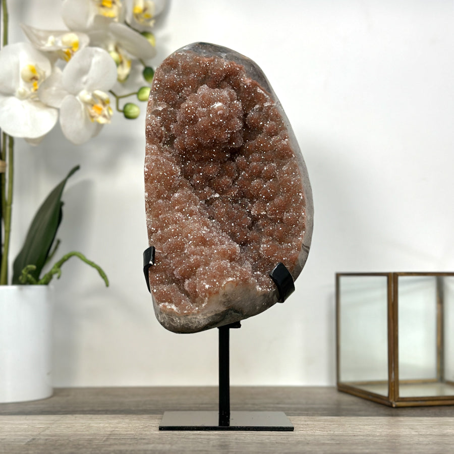 Orange Tone Sugar Quartz Crystal on Stand - Ideal for Home or Office Display - MWS2611