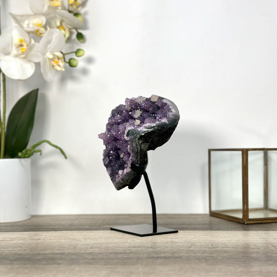 Deep Purple Amethyst Cluster With Metal Stand - MWS2723