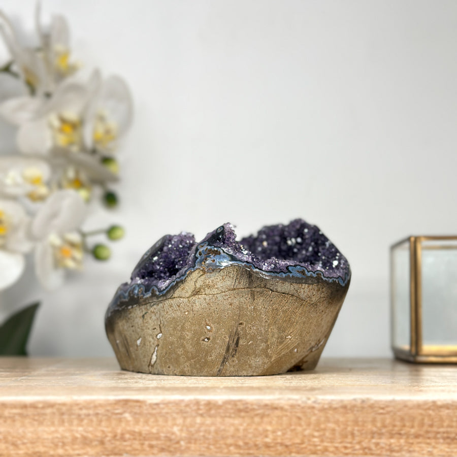 Natural Amethyst Geode Crystal Cluster for Home Decor Display - CBP1166