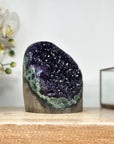 Amethyst Crystal Geode with Dark Purple Druzy for Home or Office Display - CBP1154